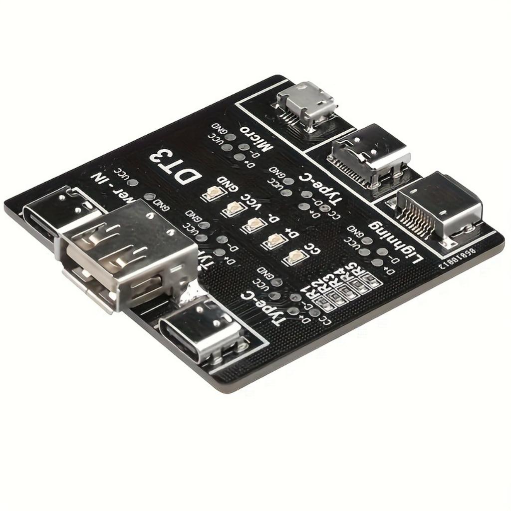 DT3 Compact USB Cable Test Board, Fast Tester For IOS Android Type-C Cable, Portable PCB Module With Protection, Switch And Indicator Light