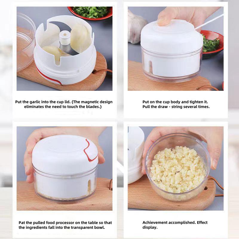 Manual Garlic Chopper Kitchen Mini Meat Grinder Multifunction Rotate Vegetable Cutter Mincer Mixer Stainless Steel Garlic Masher
