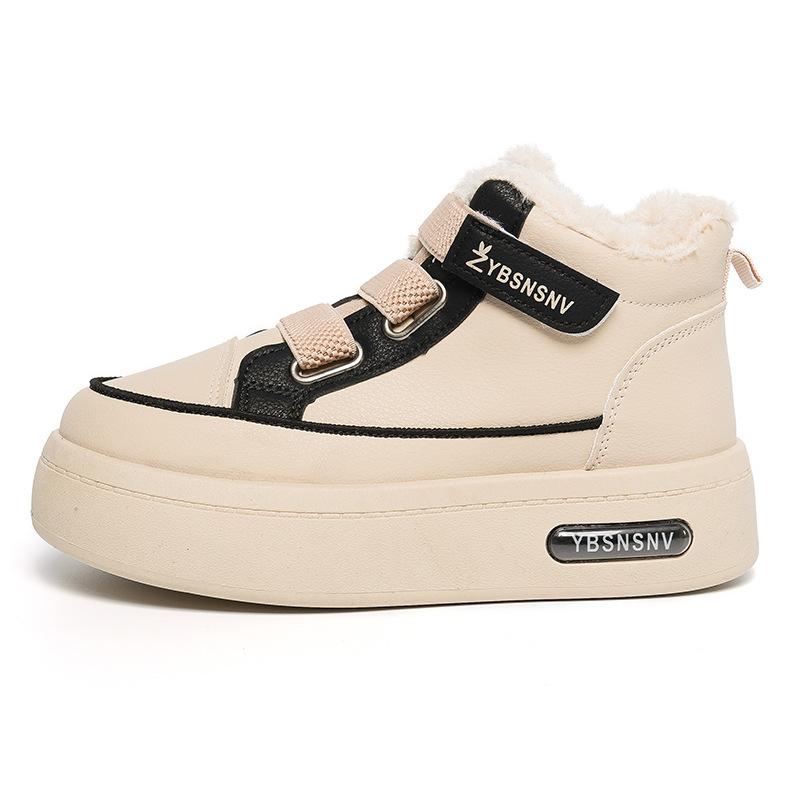 YB snow boots winter velvet thickened new thermal cotton shoes Velcro thick sole high top 35 чёрный
