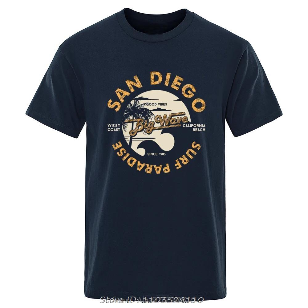 San Diego Surf Paradise, West Coast Of California Men T-shirt Loose Cotton T Shirt Breathable Oversize Casual Tees Tshirt - M... S разноцветный
