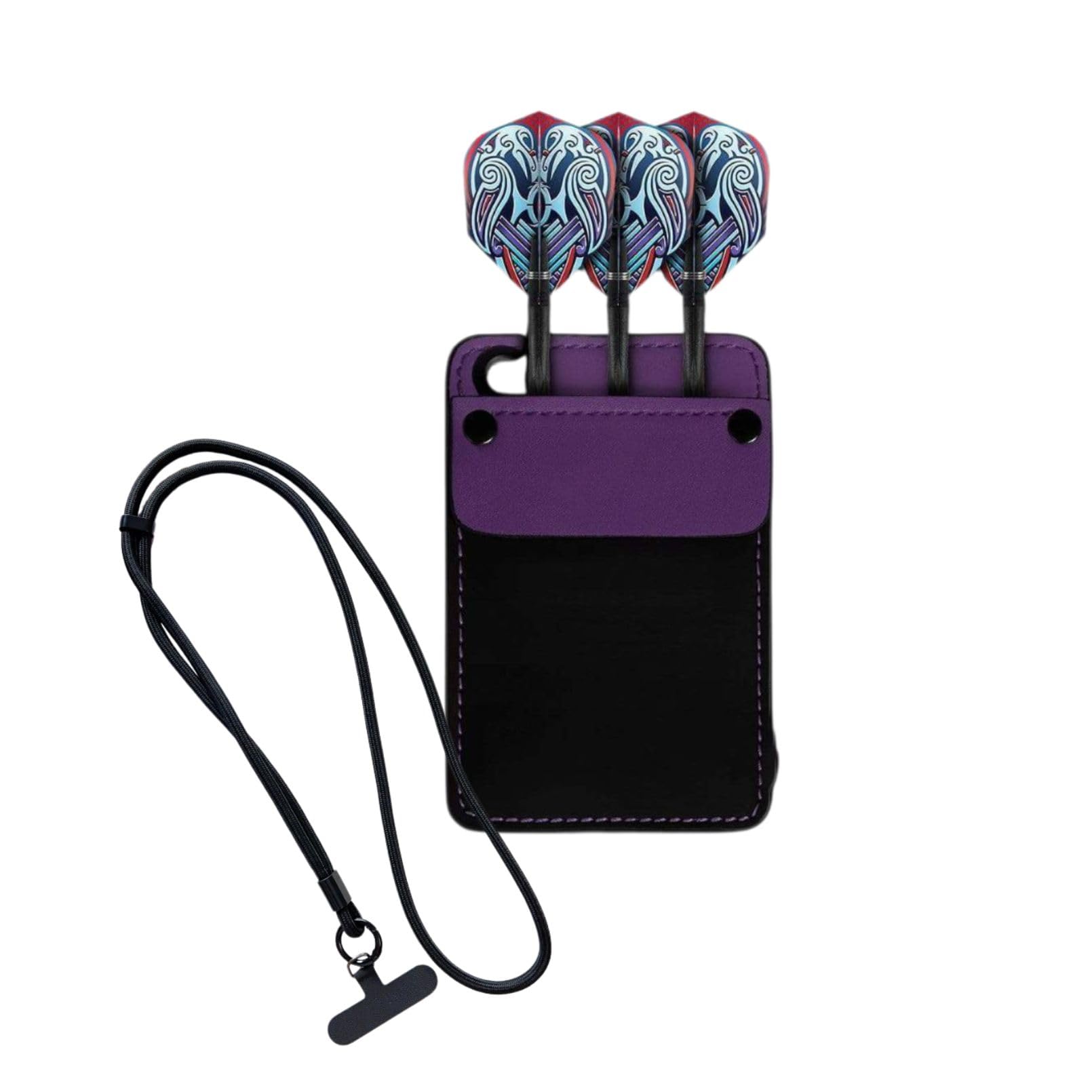 Кейс для дротиков Chandini Neck Dart, Держатель для дротиков, Сумка для хранения с ремешком, Портативный, Вмещает несколько дротиков, ПУ кожа, Компактный, Легкий, Стильный, Фиолетовый