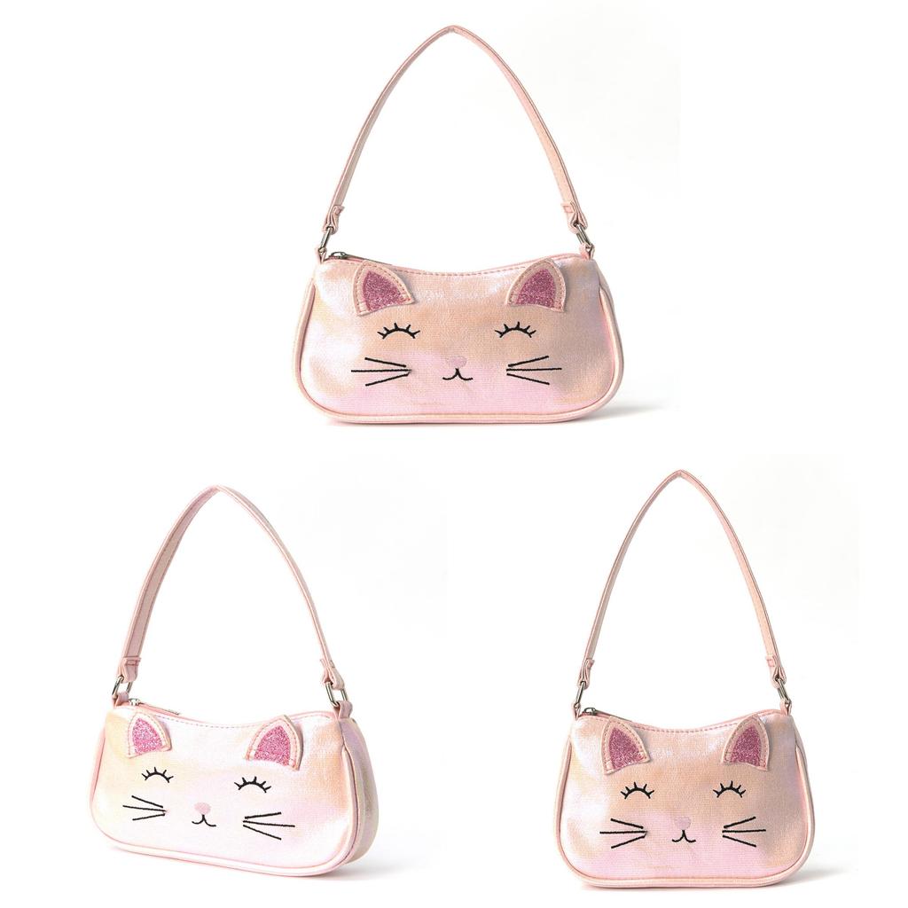 Kids Girl Mini Cat Embroidery Handbag With Waterproof Pu Material For Kindergarten And Daily Use