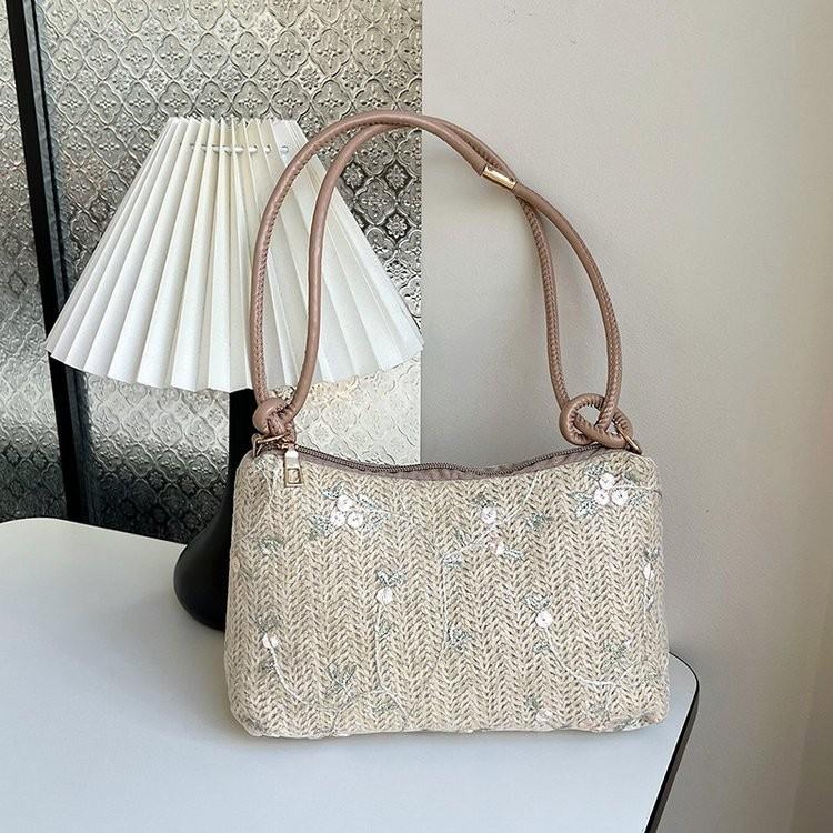 Модная плетеная сумка 2024 Модная повседневная сумка-тоут Мягкий бархат Кремово-белый Khaki