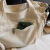 Large Capacity Tote Bag Canvas Bag Solid Color Student Crossbody Bag