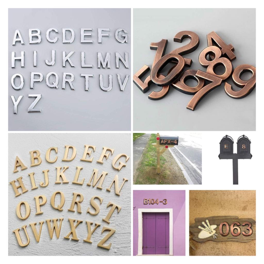 Door Number Plate 5cm Electroplated Abs Resin Silver Gold Bronze Black