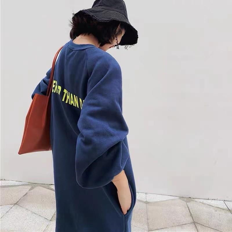 Women's Fashion Fall Winter Long Sleeve O-Neck Loose Waistline Casual Dresses