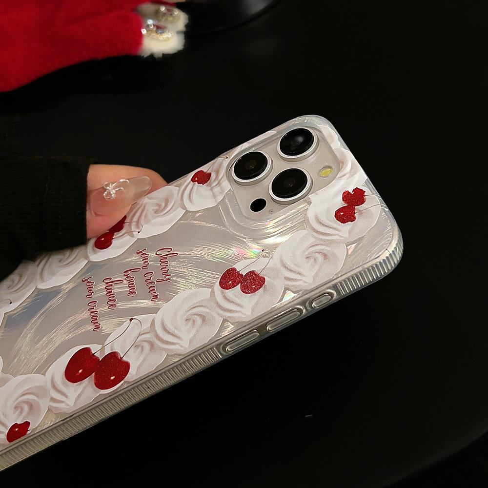 Art Cream Cherry Case for iPhone 17 iPhone 17 Pro Max