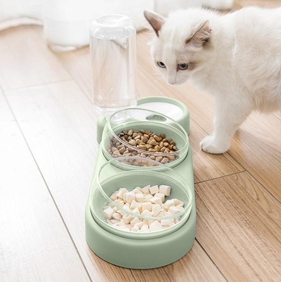 Pet Dogs Cats Double Bowls Food Water Feeder Container Dispenser for Dogs Cats Drinking Bowl