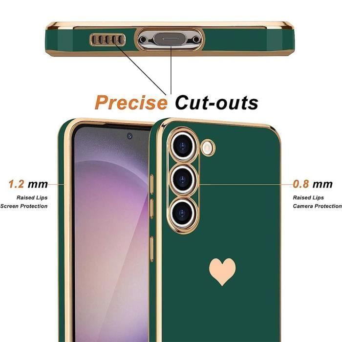 Coque de protection - BOOLING - Samsung Galaxy S24 FE - Souple - Motif Cœur - Vert Nuit