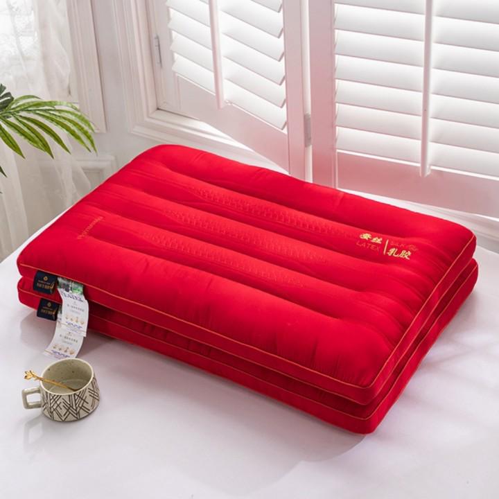 Embroidered Red Wedding Pillow - All-Cotton Feather Velvet for Newlywed Celebration