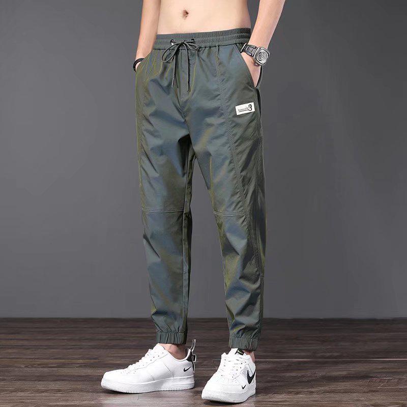 Men's Quick-Dry Ice Silk Cargo Pants - Lightweight, Loose-Fit, Cuffed for Summer
