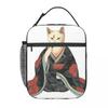 Edo Era Cat In A Kimono Eating Dango Art Insulated Lunch Bag for Women Kids Portable Food Boxes Thermal Lunch Box Tote