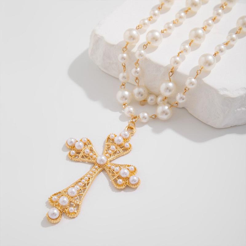 Men's Hip Hop Asymmetrical Layered Faux Pearl Necklace