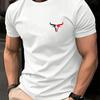 Letní pánské 100% bavlněné ležérní volné nadměrné velikosti s potiskem býka Sportovní pohodlné tričko s kulatým výstřihem a krátkým rukávem