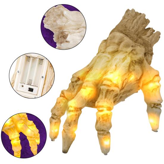 Animated Zombie Hand Halloween Decoration Sound Activated Sensor Walking Hand Realistic Lighted Hand with Spooky Sound for Haunted House Decor