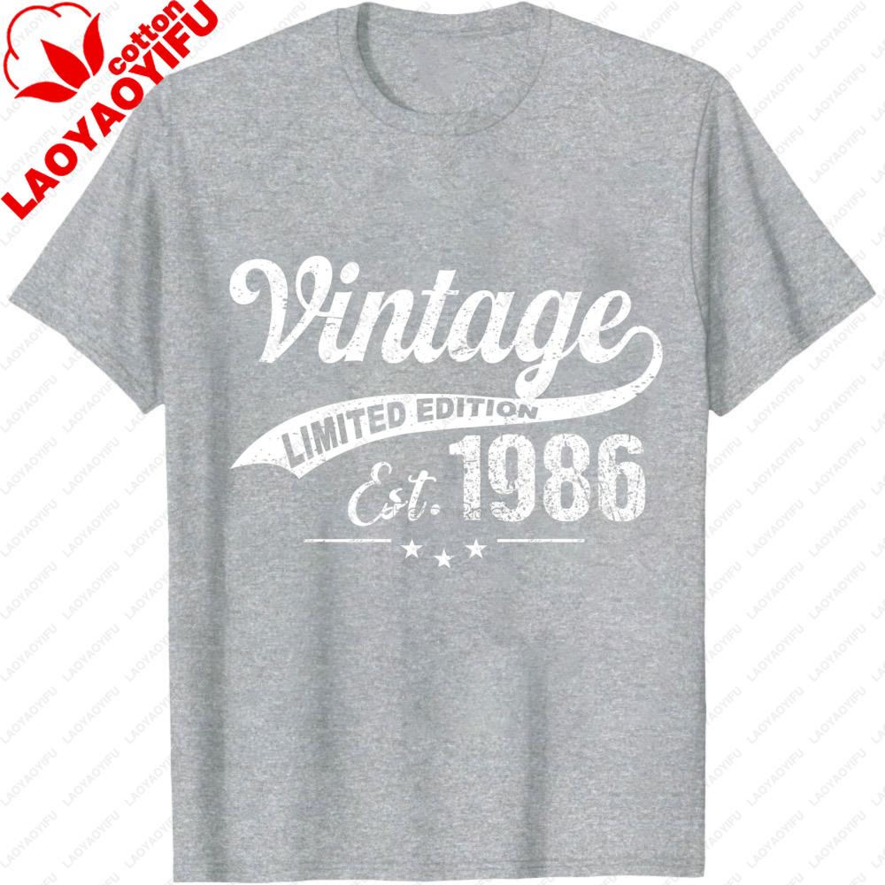 Vintage Limited Edition Est 1986 Summer Men TShirt Classic Retro Style Unisex Casual Wear for Birthday Gifts Men Clothing