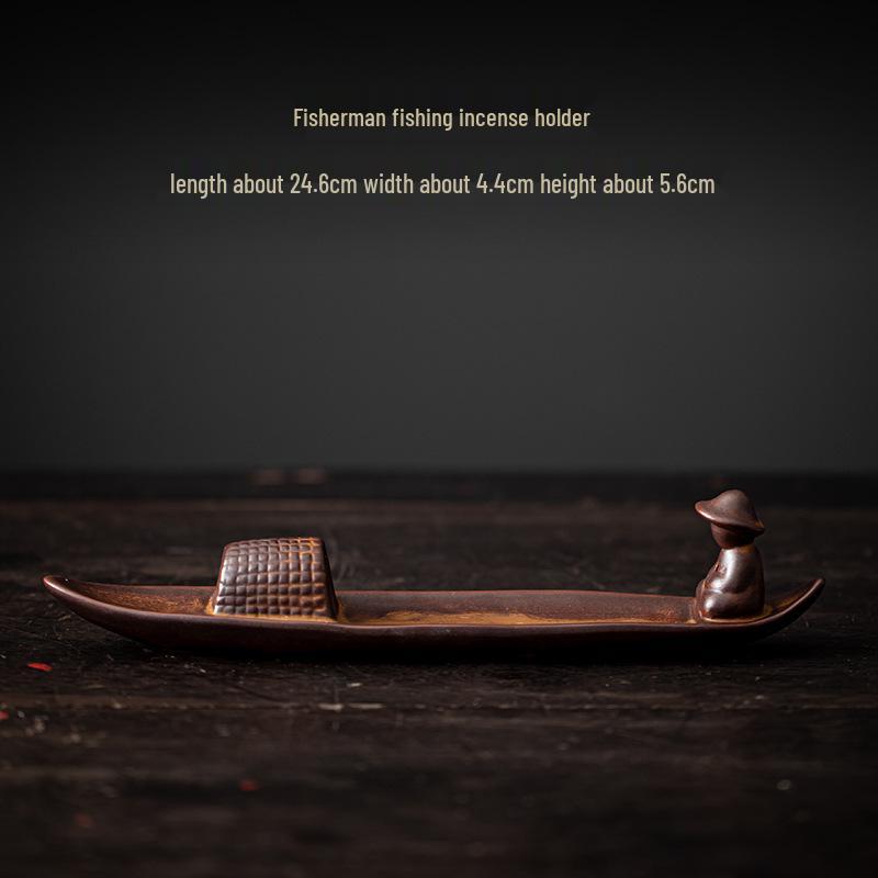 

Керамическая подставка для благовоний «Рыбак» - Настольная горелка в античном стиле для дома