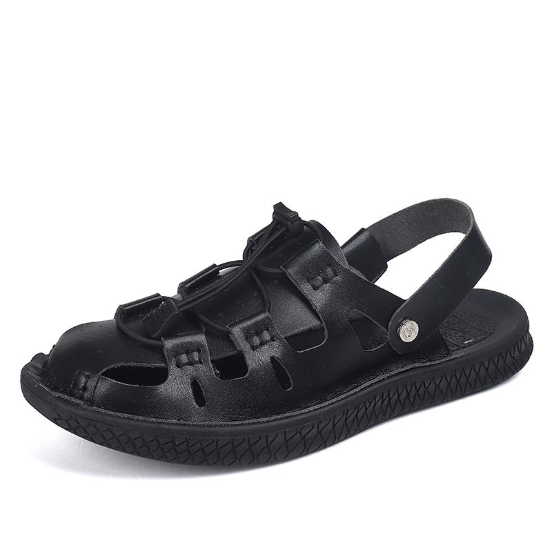 

Бренд Мужские Сандалии Лето Высокое Качество Кожаные Сандалии Уличные Мужские Пляжные Римские Сандалии Удобные Большого Размера Мужская Повседневная Обувь 44 чёрный