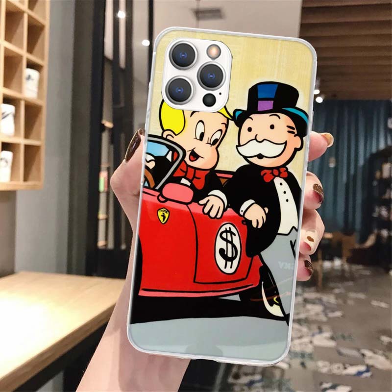Cartoon Dollar Monopolys Soft Phone Case For iPhone 16 15 14 13 12 11 Pro Max X XR XS 7 Plus 8 + SE 2020 Pattern Customized Cove
