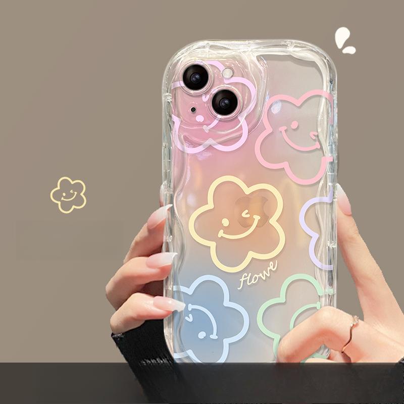 

Подходит для Apple 14 Чехол для мобильного телефона для женщин IPhone13promax Прозрачный 12mini Smiley Flower Stand 11 iPhone 13 mini