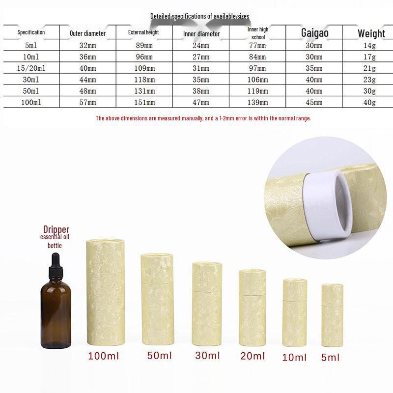 Essential Oil Bottle Paper Tube - Kraft Round Perfume and Cosmetics Gift Box