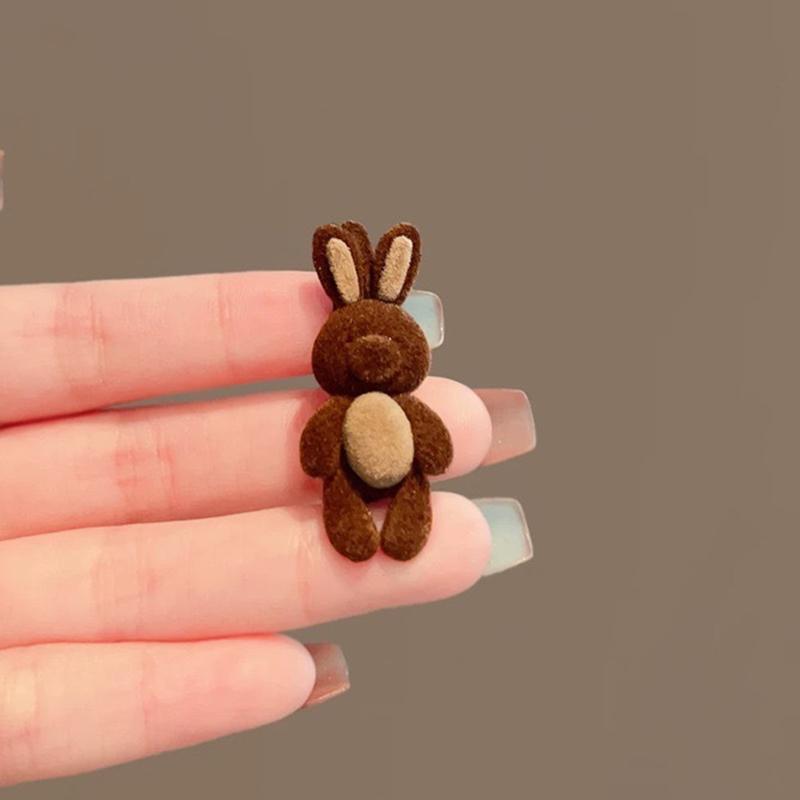 Cute Little Bear Velvet Hair Clips for Women New Side Bangs Clip for Girls Broken Hair Duckbill Clip Versatile Hair Accessory