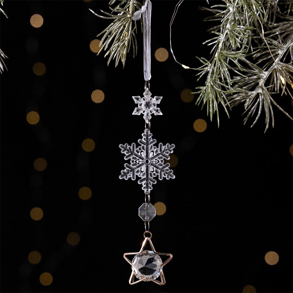 Acrylic Christmas Ornaments Gift Set Snowflake Icicle Teardrop Crystal Clear Decorations Hanging Pendants