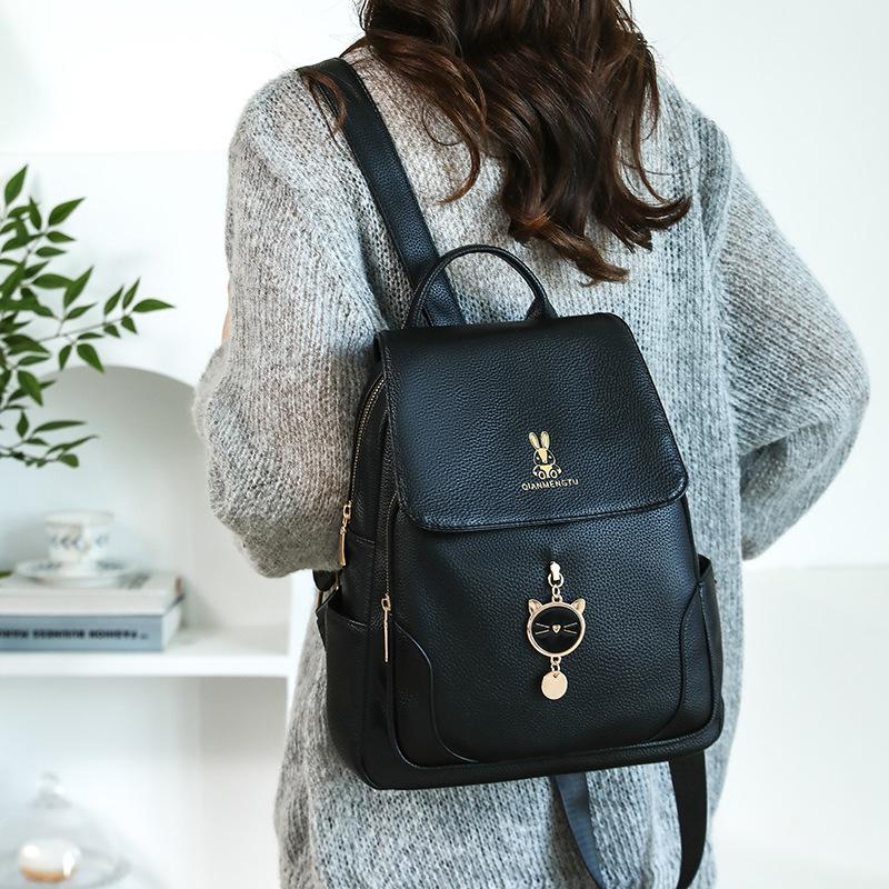 Backpack Women's Bag Large Capacity Soft Leather Backpack Travel Bag