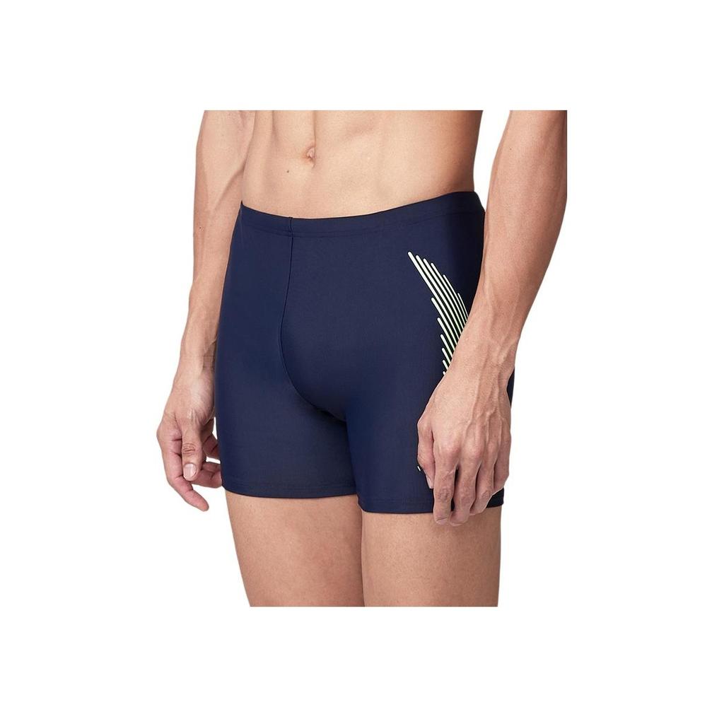 Anta Elastic Quick-Drying Breathable Swim Trunks Men Swimwear Dark-Blue Line-Green 1824532401-5