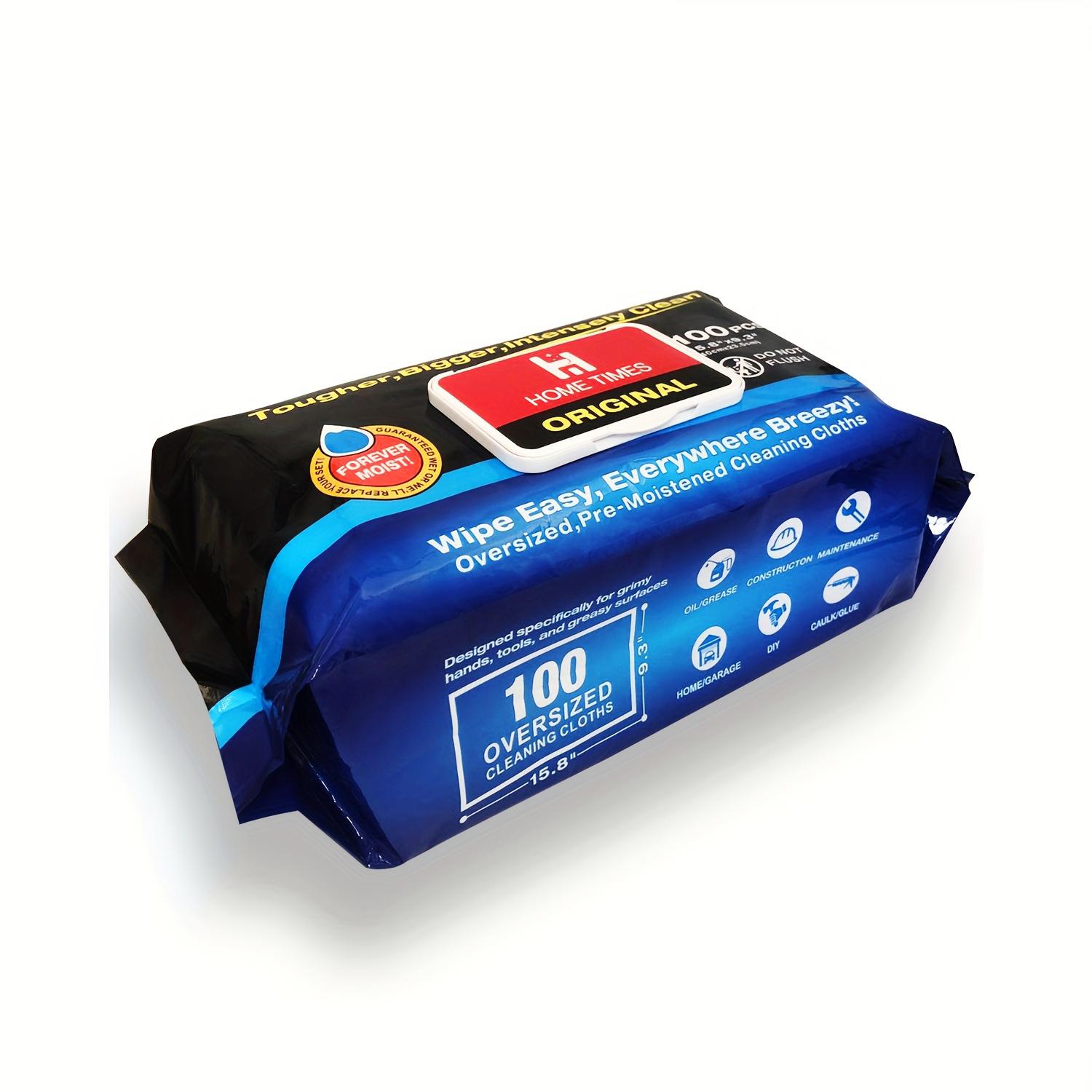 

Multi-purpose cleaning wipes, 100 sheets per pack, effectively remove oil stains, adhesive residues and various types of dirt