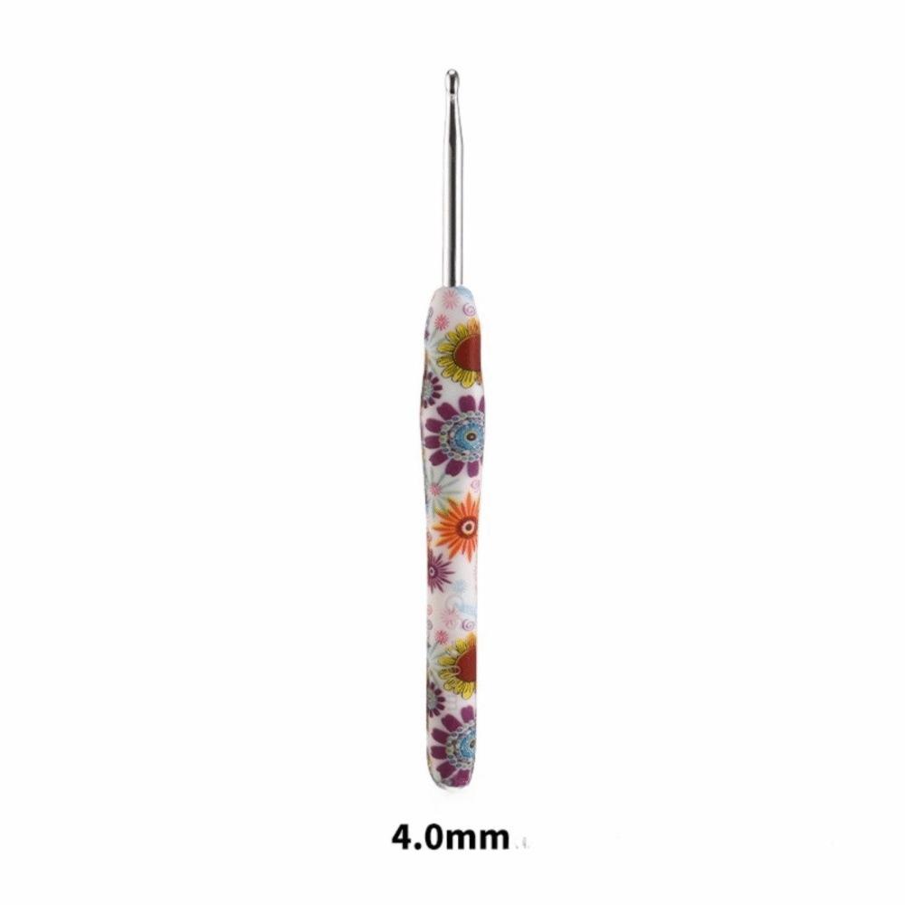Sunflower Printed Handle Knitting Needles Fine Hook Head Doll Weaving Hooks For Doll Weaving