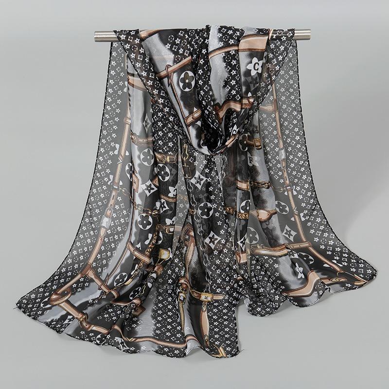 Spring and autumn new chiffon silk scarf, quality printing popular peacock silk scarf scarf source