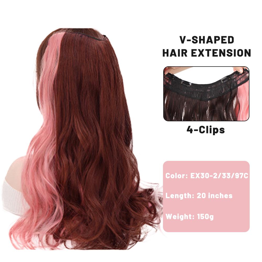 

Синтетические длинные вьющиеся 4 заколки V-образной формы, цельный наращивание волос, натуральные волосы для женщин, невидимый пушистый парик