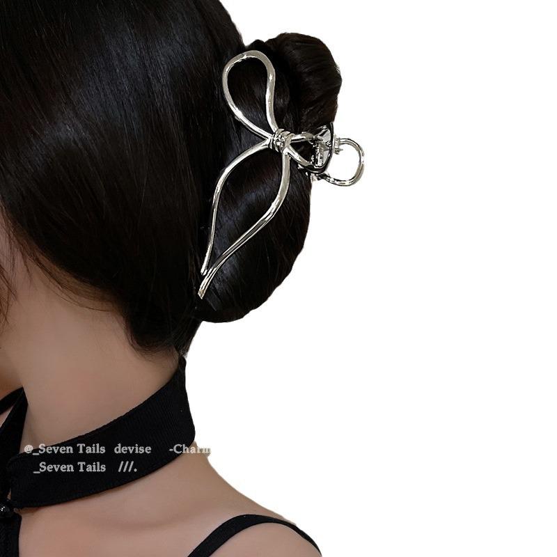 Bow Temperament Women's Large Metal Hair Claw Clip for Thick Hair - Korean Style