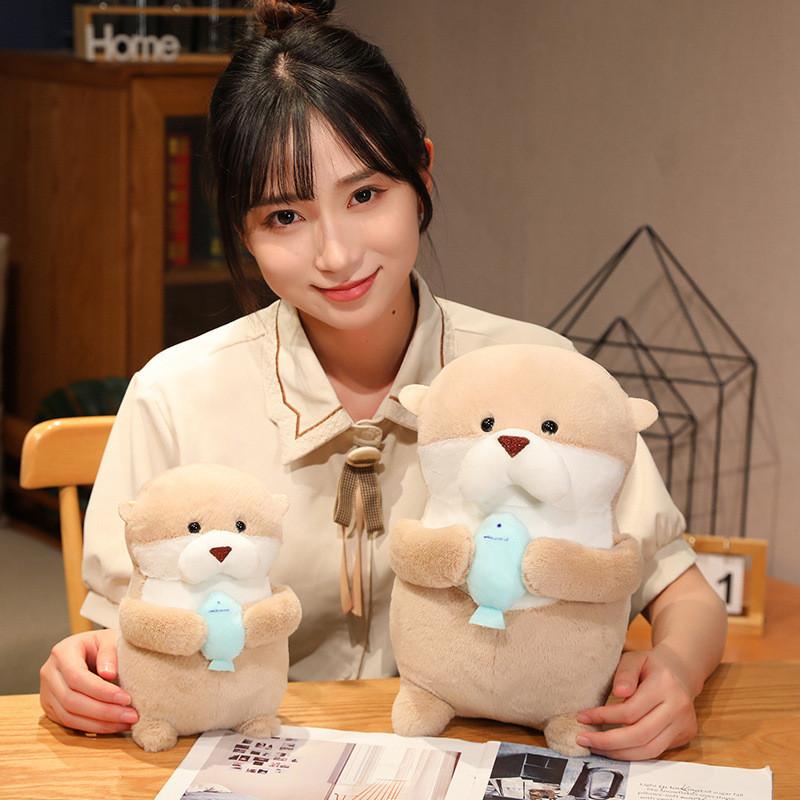 Plush Otter Toy Companion Animal Pillow Hug Fish Pendant Bedroom Decoration Gift
