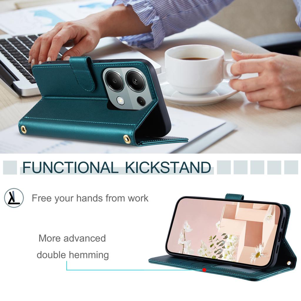 For Xiaomi Redmi Note 13 Pro 4G/Poco M6 Pro 4G Magnetic Phone Case Leather Rhombus Grid Stand Cover