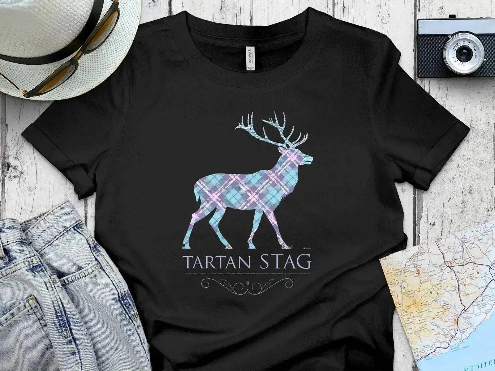 Tartan STAG Graphic Design Unique Stylish T-Shirt L