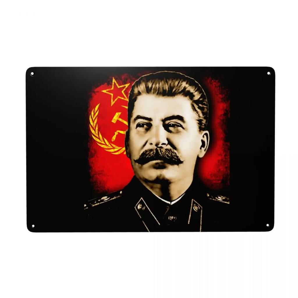 Vintage Allied Nations Joseph Stalin Metal Tin Sign Rectangle USSR Communist Russia Signs Plaque Gate Garden Bars Wall Art Decor