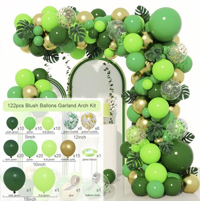 Girlanda Balonowa Zielona Zestaw 122Szt Balony Taśma