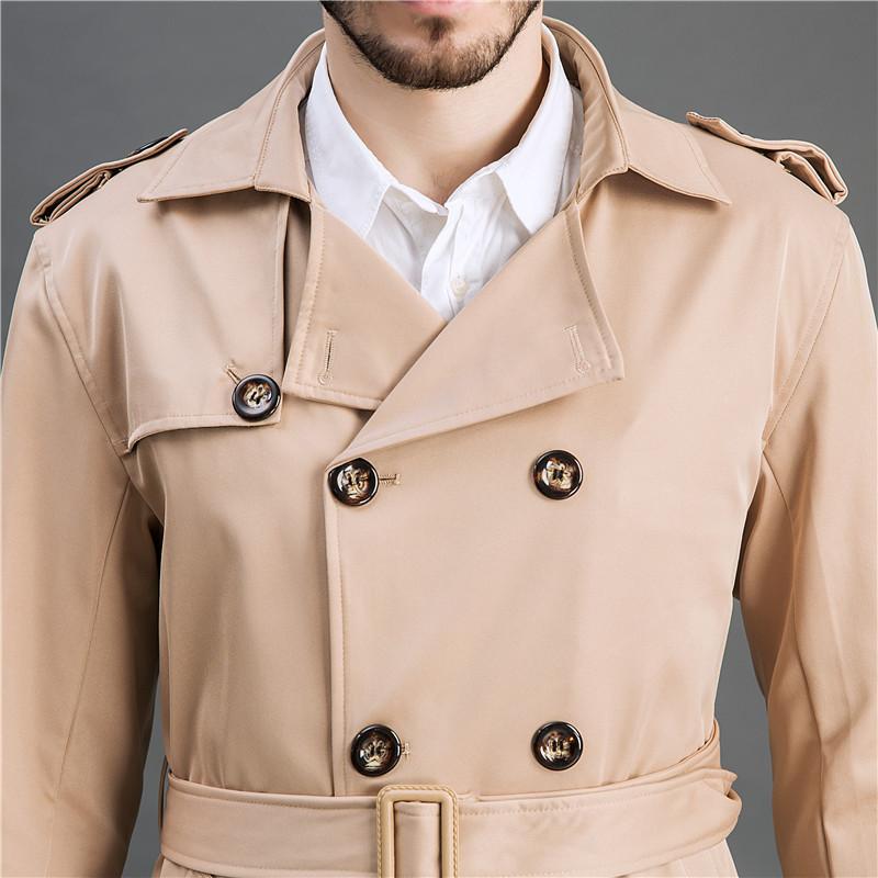 Herr Lång Trench Dubbelknäppt Vår Höst Brittisk Vindjacka