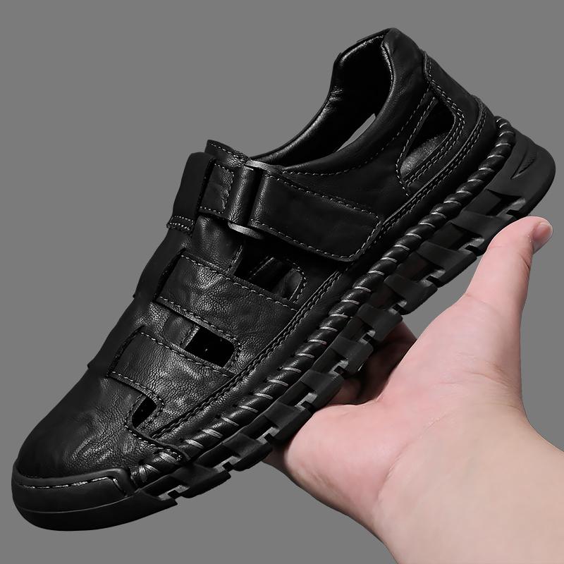Fashion Men sandals genuine leather outdoor walking shoes casual flat sandals beach shoes handmade fashion versatile sandals for summer