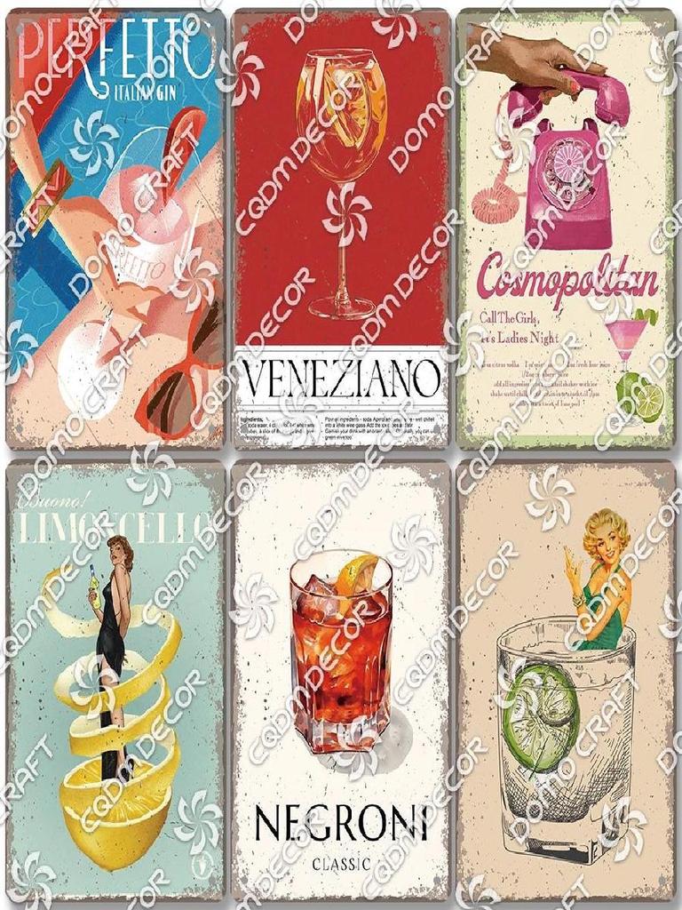 Vintage Drink Metal Tin Sign Wall Decor Mojito Margarita Aperol Spritz Negroni Limoncello  Perfect for Bar Pub Club