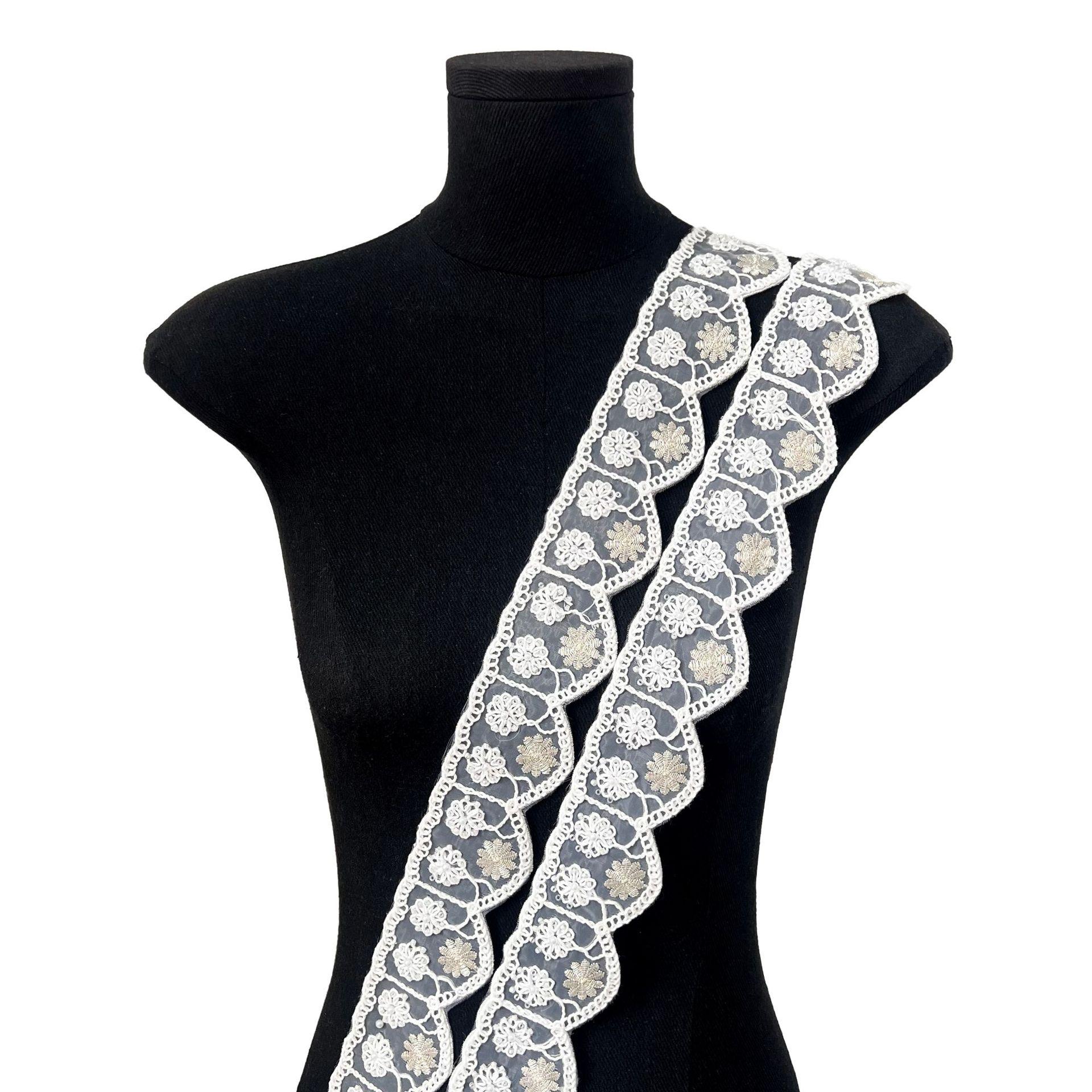 

Сетка Кружево Кружевные Аксессуары Сделай Сам Ручная Работа Бусины Вышивка Цветок Аксессуары для Волос Аксессуары для Юбки Декоративная Лента со Штрих-кодом T3146 one yard