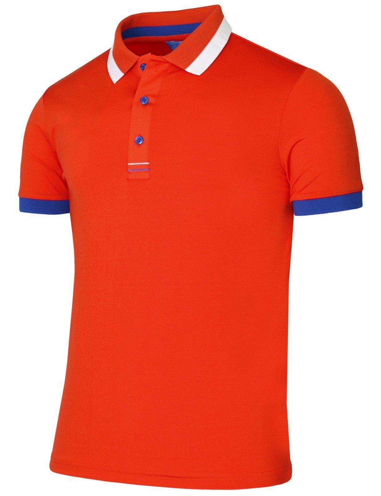 Omi Japan Products BISIL POL Heren Korte Mouw Polo, Dri-Fit Kraag en Manchetten, Diverse Kleuren, Scharlakenrood XXL
