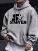 Men'S Star Design Winter Streetwear Regular Fit Slight Stretch Fabric Hooded Sweatshirt for Casual Attire Winter Apparel
