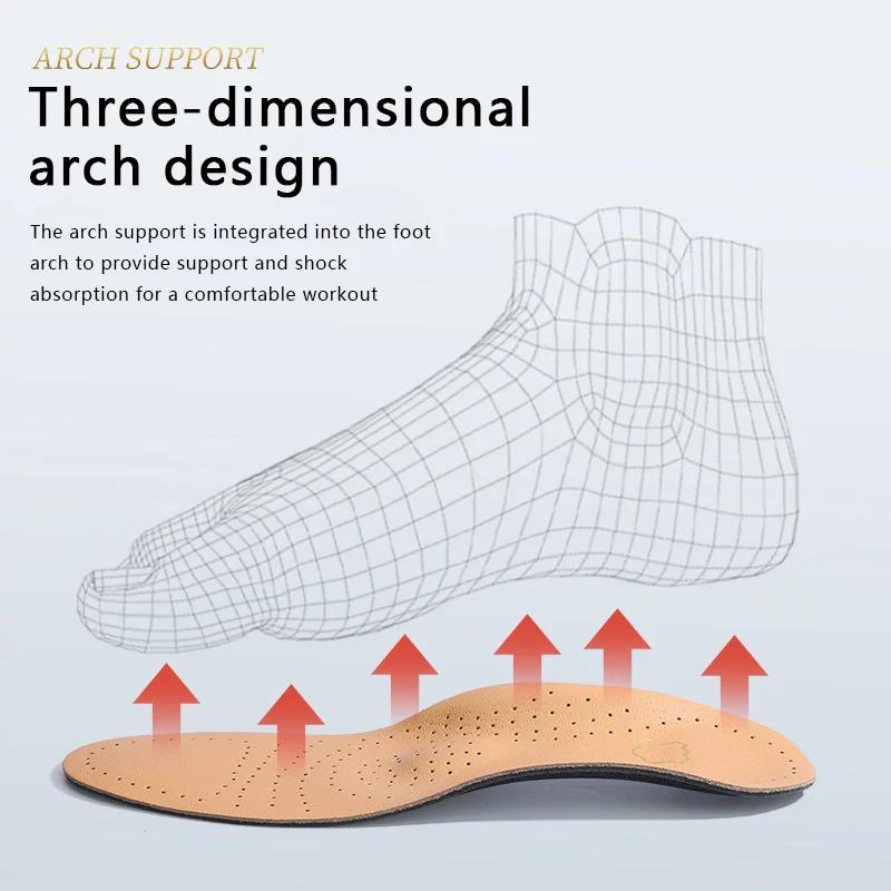 Genuine Leather Orthotic Insoles with Arch Support Breathable Shoe Inserts Plantar Fasciitis Heel Pain Relief Pads for Men Women