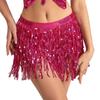 Sequins Belly Dance Waist Chain 4-Layer Tassel Hip Scarf Latin Dance Hula Short Skirt  Party