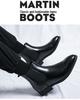 Men's Large Size Red Leather Pointed Toe Slip-On Chelsea Boots - Autumn/Winter Dr. Martens