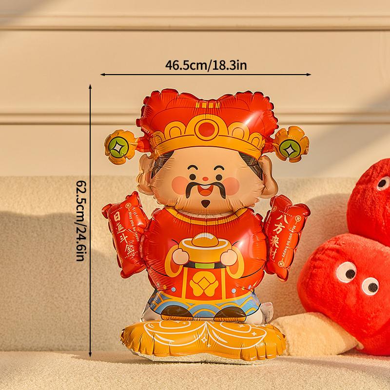 2026 Chinese New Year Decoration God of Wealth Balloon Lunar Year Aluminum Film Standing Balloons Spring Festival Balloon Decor