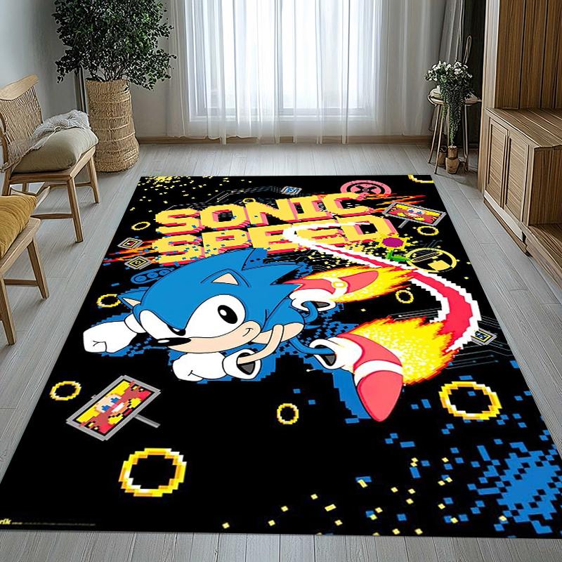 Retro S-Sonic Cartoon Games Living Room Non-Slip Area Rug Soft Carpet for Bedroom Kids Playroom Sofa,Home Decor Doormat Gift